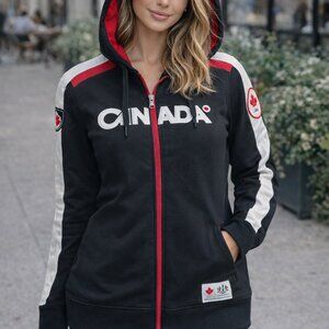 Hudson Bay Team Canada Olympic hooded softshell jacket, EUC, Sz L